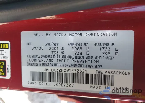 2009 Mazda Mazda3 I z USA, uszkodzony, nr VIN JM1BK32FX91232621